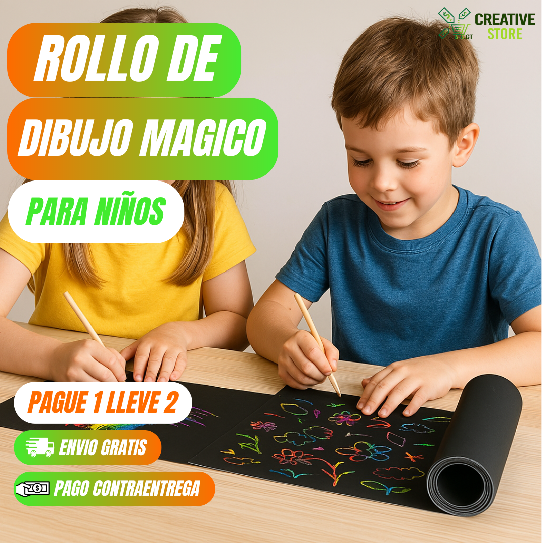 🎉 ¡OFERTA ESPECIAL! 2 ROLLOS DE DIBUJO MÁGICO PARA NIÑOS POR EL PRECIO DE 1 🎨