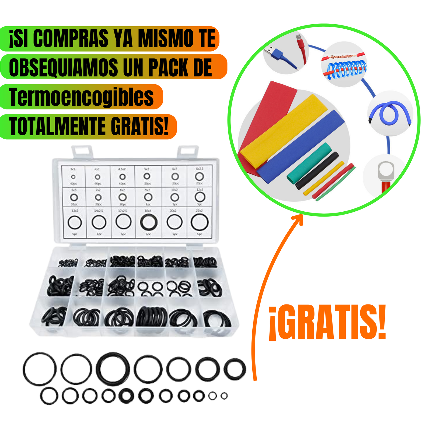 🔥 ¡OFERTA EXCLUSIVA POR SOLO Q165! 270 ORRINES DE GOMA ANTIFUGA + 10 TERMOENCOGIBLES GRATIS