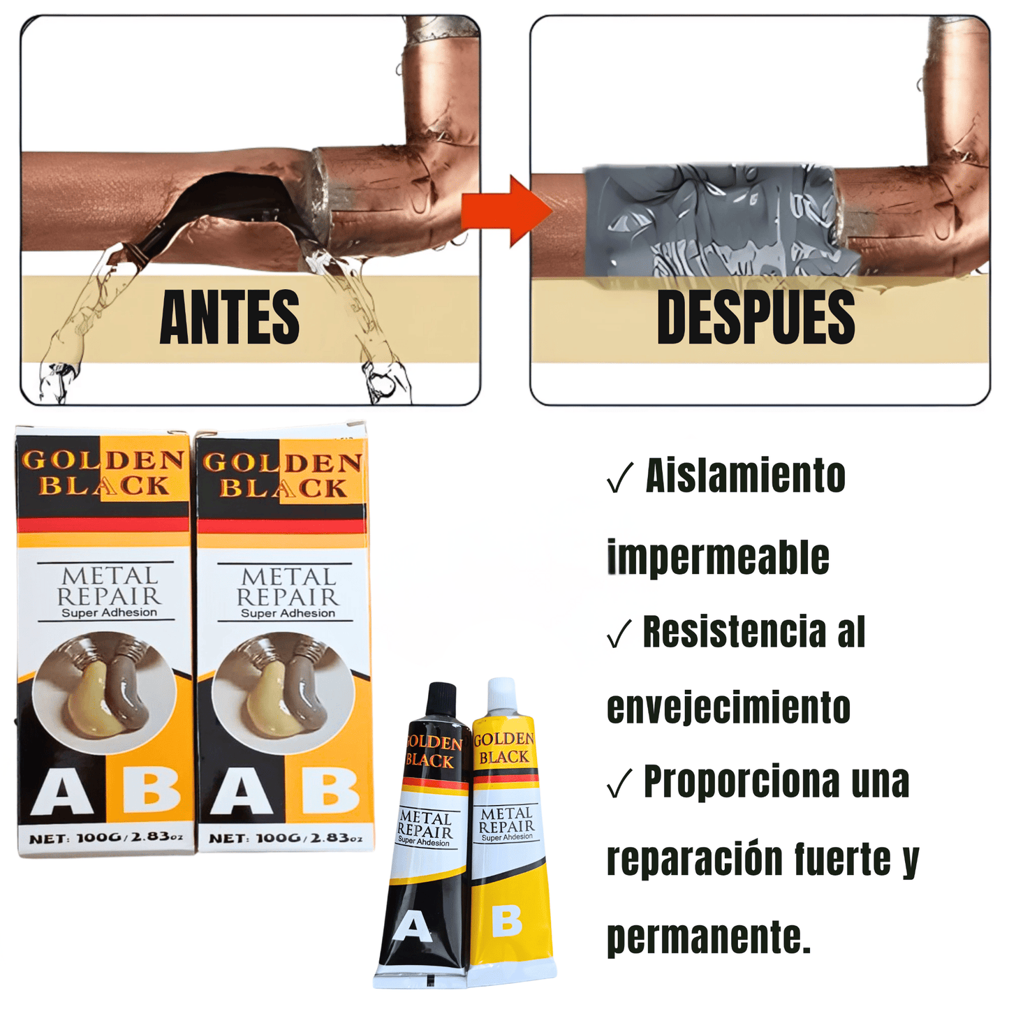 🛠️¡Oferta 2X1 por solo Q175! Repara metal, concreto, madera y más en minutos sin soldadura. 🚚 Envío GRATIS a todo el país Pago contra entrega