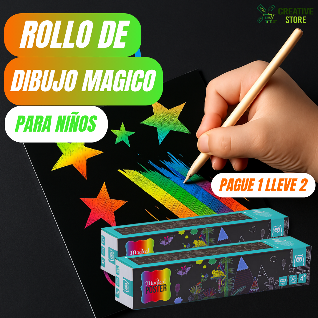 🎉 ¡OFERTA ESPECIAL! 2 ROLLOS DE DIBUJO MÁGICO PARA NIÑOS POR EL PRECIO DE 1 🎨