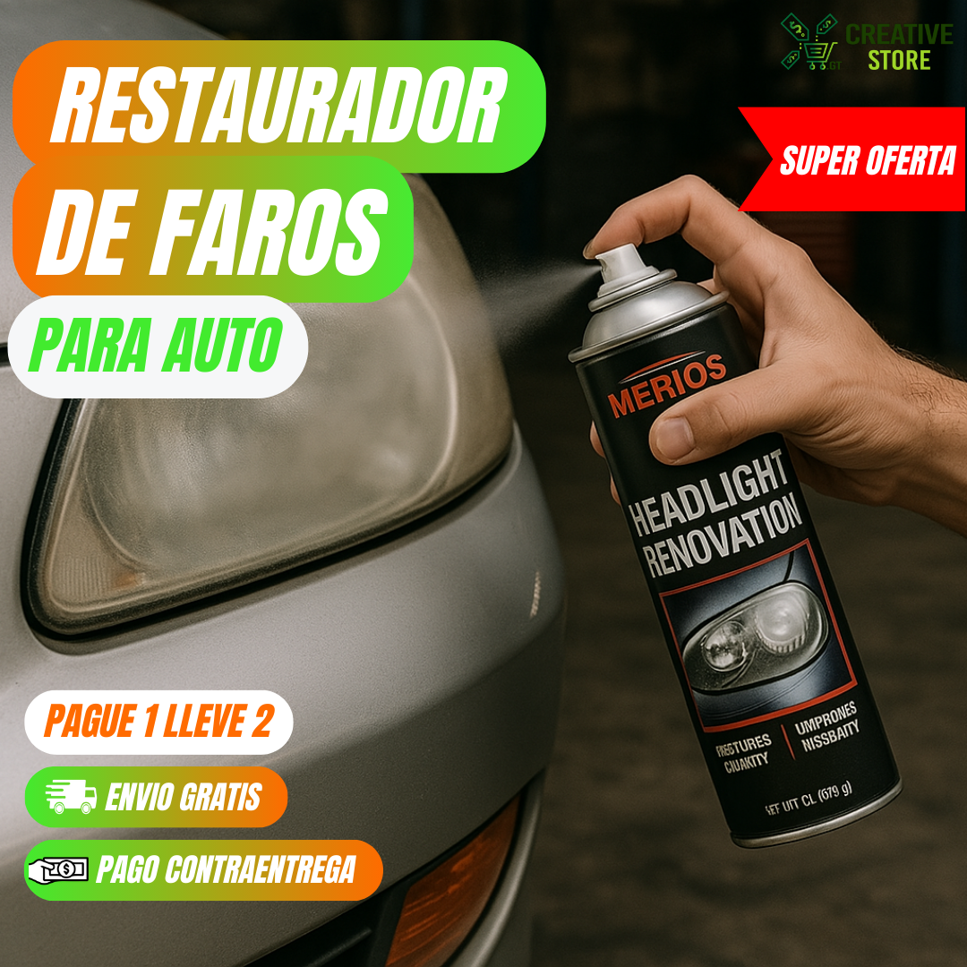 🔥 ¡LLEVA 2 POR EL PRECIO DE 1! ¡RESTAURADOR DE FAROS + OBESEQUIOS + ENVÍO GRATIS! 🚗✨