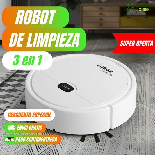 🧹 Robot  aspirador 3 en 1 Inteligente: Barre, Trapea y Aspira, Ultra Potente, Silencioso y Compacto para Alfombras y Pisos